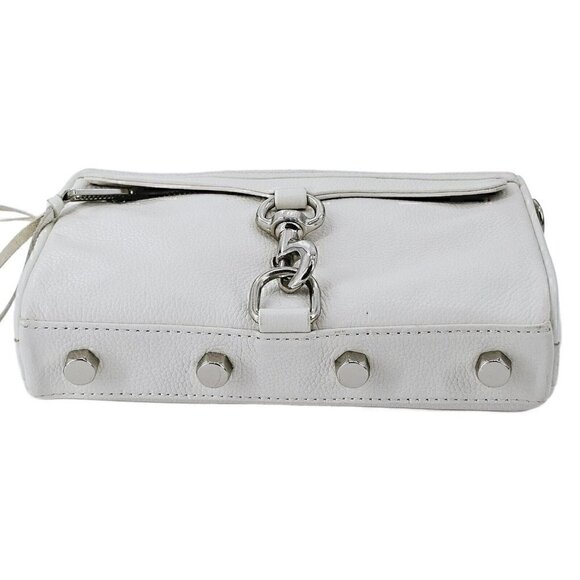 REBECCA MINKOFF Mini MAC White Pebble Leather Silver Chain Accent Strap Studs - Picture 8 of 16